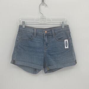 New Old Navy Medium Wash Mid Rise Denim Cuffed Shorts Size 2